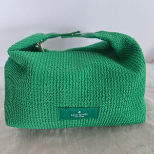 Women's Kate Spade New York Ribbed Cosmetic Pouch in Color Green Bean